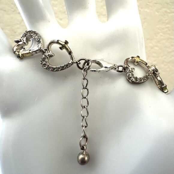 Rhinestone Heart  cross Link Bracelet - Picture 8 of 11